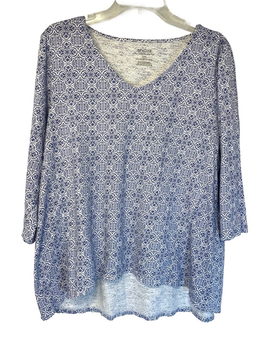 Chico's Tops - Chico's Blue Patterned V-Neck Tunic Top Women’s Size 2 - Large